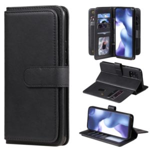 For Xiaomi Mi 10 Lite Multifunctional Magnetic Copper Buckle Horizontal Flip Solid Color Leather Case with 10 Card Slots & Wallet & Holder & Photo Frame(Black) (OEM)