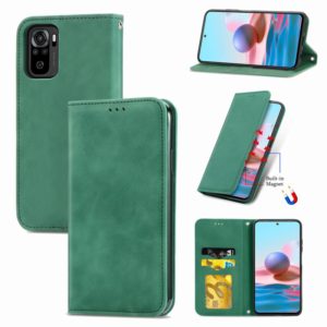 For Xiaomi Redmi Note 10 4G Retro Skin Feel Business Magnetic Horizontal Flip Leather Case with Holder & Card Slots & Wallet & Photo Frame(Green) (OEM)