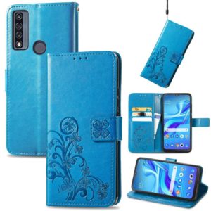 For TCL 4X 5G Four-leaf Clasp Embossed Buckle Leather Phone Case(Blue) (OEM)