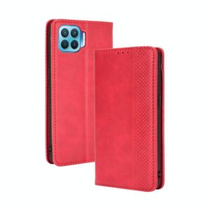 For OPPO F17 Pro / A93 / Reno4 Lite Magnetic Buckle Retro Crazy Horse Texture Horizontal Flip Leather Case with Holder & Card Slots & Photo Frame(Red) (OEM)