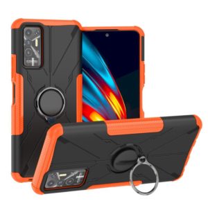 For Tecno Pova 2 Armor Bear Shockproof PC + TPU Phone Protective Case with Ring Holder(Orange) (OEM)