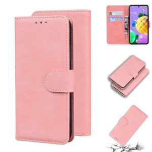 For LG K52 / K62 / Q52 Skin Feel Pure Color Flip Leather Phone Case(Pink) (OEM)