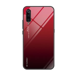 For Xiaomi Mi 9 Gradient Color Glass Case(Red) (OEM)