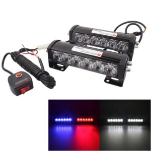 2 PCS 6 inch 6 LED 2 x 18W Car Flash Warning Light Red + Blue Change White Waterproof Emergency Light, DC 12V (OEM)