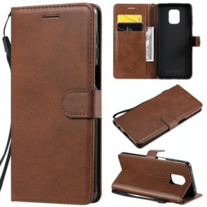 For Xiaomi Redmi Note 9S / Note 9 Pro Solid Color Horizontal Flip Protective Leather Case with Holder & Card Slots & Wallet & Lanyard(Brown) (OEM)