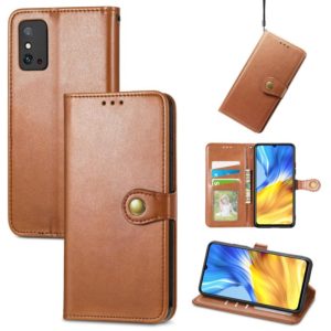 For Honor X10 Max 5G Solid Color Leather Buckle Phone Case(Brown) (OEM)