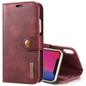 For iPhone X / XS DG.MING Crazy Horse Texture Horizontal Flip Detachable Magnetic Protective Case with Holder & Card Slots & Wallet(Red) (DG.MING) (OEM)