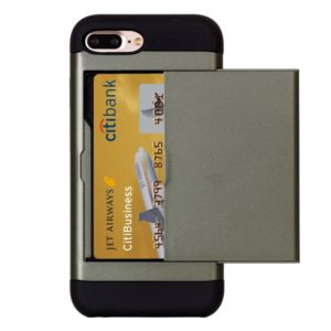 For iPhone 8 Plus & 7 Plus Slide Style TPU + PC Combination Case with Card Slot(Army Green) (OEM)