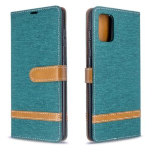For Galaxy A71 Color Matching Denim Texture Horizontal Flip PU Leather Case with Holder & Card Slots & Wallet & Lanyard(Green) (OEM)