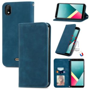 For Wiko Y61 Retro Skin Feel Business Magnetic Horizontal Flip Leather Case with Holder & Card Slots & Wallet & Photo Frame(Blue) (OEM)