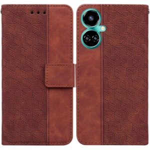 For Tecno Camon 19 Geometric Embossed Leather Phone Case(Brown) (OEM)