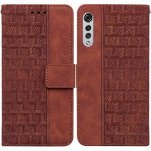 For LG Velvet / G9 5G / 4G Geometric Embossed Leather Phone Case(Brown) (OEM)