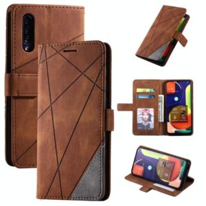 For Samsung Galaxy A50 Skin Feel Splicing Horizontal Flip Leather Case with Holder & Card Slots & Wallet & Photo Frame(Brown) (OEM)