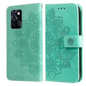 For Infinix Note 10 Pro NFC / Note 10 Pro 7-petal Flowers Embossing Pattern Horizontal Flip PU Leather Case with Holder & Card Slots & Wallet & Photo Frame(Green) (OEM)