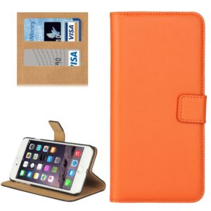 For iPhone 8 Plus & 7 Plus Genuine Split Horizontal Flip Leather Case with Holder & Card Slots & Wallet(Orange) (OEM)