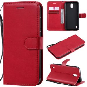 For Nokia 1.3 Solid Color Horizontal Flip Protective Leather Case with Holder & Card Slots & Wallet & Photo Frame & Lanyard(Red) (OEM)