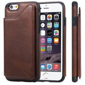 For iPhone 6 Shockproof Calf Texture Protective Case with Holder & Card Slots & Frame(Coffee) (OEM)