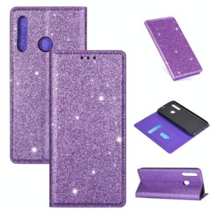 For Samsung Galaxy M30 Ultrathin Glitter Magnetic Horizontal Flip Leather Case with Holder & Card Slots(Purple) (OEM)