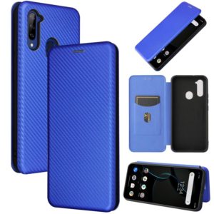 For ZTE Libero 5G Carbon Fiber Texture Horizontal Flip TPU + PC + PU Leather Case with Card Slot(Blue) (OEM)