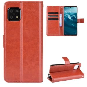 For Aquos Sense6 Crazy Horse Texture Horizontal Flip Leather Case with Holder & Card Slots & Lanyard(Brown) (OEM)