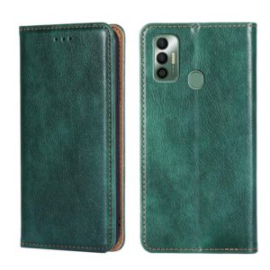 For Tecno Spark 7 Gloss Oil Solid Color Magnetic Leather Phone Case(Green) (OEM)