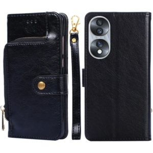 For Honor 70 Zipper Bag PU + TPU Horizontal Flip Leather Phone Case(Black) (OEM)