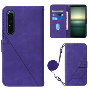 For Sony Xperia 1 IV Crossbody 3D Embossed Flip Leather Phone Case(Purple) (OEM)