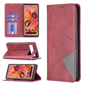 For Google Pixel 6 Prismatic Invisible Magnetic Horizontal Flip Phone Leather Case with Holder & Card Slots & Photo Frame(Red) (OEM)
