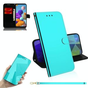 For Samsung Galaxy A21s Imitated Mirror Surface Horizontal Flip Leather Case with Holder & Card Slots & Wallet & Lanyard(Mint Green) (OEM)