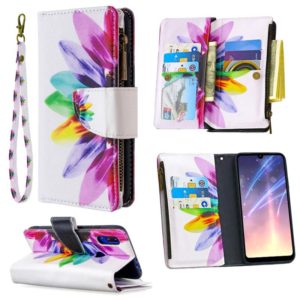 For Xiaomi Redmi 7 Colored Drawing Pattern Zipper Horizontal Flip Leather Case with Holder & Card Slots & Wallet(Sun Flower) (OEM)