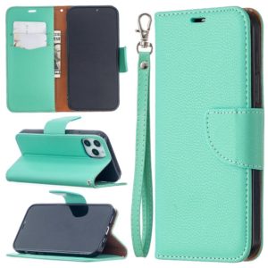 For iPhone 12 / 12 Pro Litchi Texture Pure Color Horizontal Flip Leather Case with Holder & Card Slots & Wallet & Lanyard(Green) (OEM)