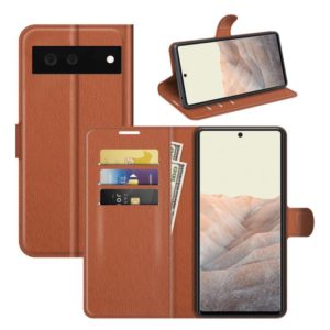 For Google Pixel 6 Litchi Texture Horizontal Flip Protective Case with Holder & Card Slots & Wallet(Brown) (OEM)