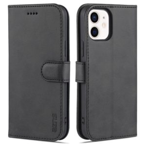 For iPhone 12 / 12 Pro AZNS Skin Feel Calf Texture Horizontal Flip Leather Case with Card Slots & Holder & Wallet(Black) (AZNS) (OEM)