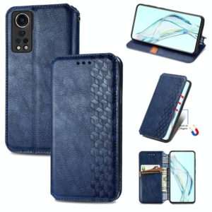 For ZTE Axon 30 5G Cubic Grid Pressed Horizontal Flip Magnetic PU Leather Case with Holder & Card Slots & Wallet(Blue) (OEM)