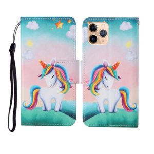 For iPhone 11 Pro Painted Pattern Horizontal Flip Leathe Case(Rainbow Unicorn) (OEM)