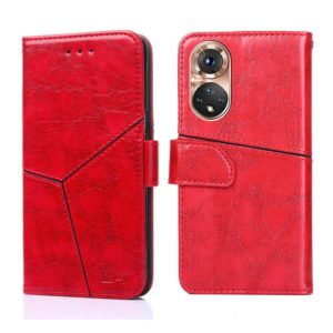 For Honor 50 Geometric Stitching Horizontal Flip Leather Phone Case(Red) (OEM)
