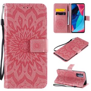 For OPPO Reno4 Pro 5G Sun Embossing Pattern Horizontal Flip Leather Case with Card Slot & Holder & Wallet & Lanyard(Pink) (OEM)