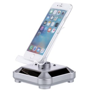 Solar Turntable Mobile Phone Stand Display Stand With Coloful Light(Silver) (OEM)