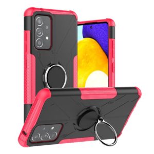 For Samsung Galaxy A52 5G / 4G Machine Armor Bear Shockproof PC + TPU Protective Case with Ring Holder(Rose Red) (OEM)