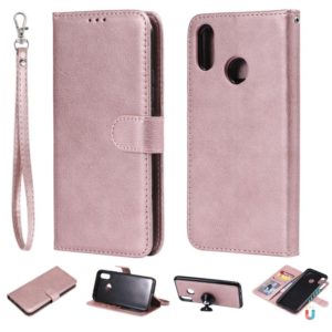For Huawei nova 3i Solid Color Horizontal Flip Protective Case with Holder & Card Slots & Wallet & Photo Frame & Lanyard(Rose Gold) (OEM)