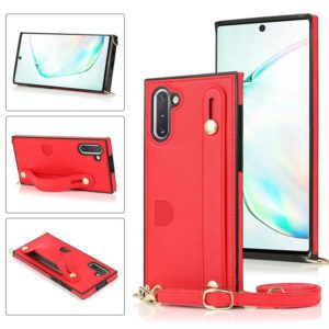 For Samsung Galaxy Note 10 Wrist Strap PU+TPU Shockproof Protective Case with Crossbody Lanyard & Holder & Card Slot(Red) (OEM)