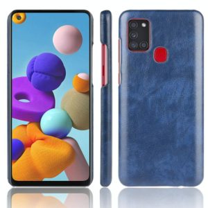 For Samsung Galaxy A21s Shockproof Litchi Texture PC + PU Case(Blue) (OEM)