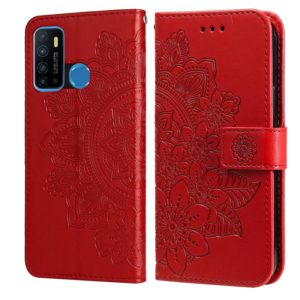 7-petal Flowers Embossing Pattern Horizontal Flip PU Leather Case with Holder & Card Slots & Wallet & Photo Frame For Infinix Hot 9 / Note 7 Lite / X655C(Red) (OEM)