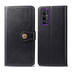 For Huawei Honor 30S Retro Solid Color Leather Buckle Phone Case with Lanyard & Photo Frame & Card Slot & Wallet & Stand Function(Black) (OEM)