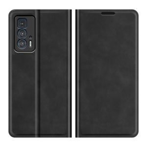 For Motorola Edge 20 Pro Retro-skin Business Magnetic Suction Phone Leather Case with Holder & Card Slots & Wallet(Black) (OEM)
