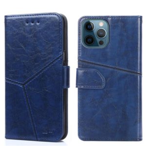 For iPhone 12 Pro Geometric Stitching Horizontal Flip TPU + PU Leather Case with Holder & Card Slots & Wallet(Blue) (OEM)
