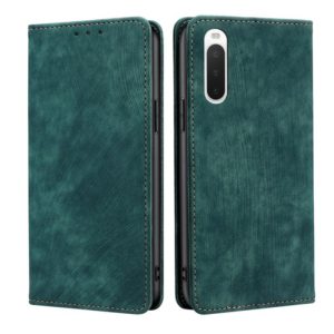 For Sony Xperia 10 IV RFID Anti-theft Brush Magnetic Leather Phone Case(Green) (OEM)