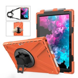For Microsoft Surface Pro 4 / 5 / 6 / 7 / 7+ Shockproof Colorful Silicone + PC Protective Case with Holder & Hand Strap & Pen Slot(Orange) (OEM)
