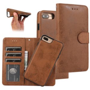 For iPhone 8 Plus / 7 Plus KLT888-2 Retro 2 in 1 Detachable Magnetic Horizontal Flip TPU + PU Leather Case with Holder & Card Slots & Photo Frame & Wallet(Brown) (OEM)