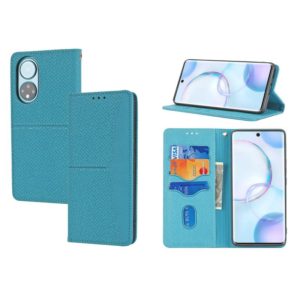 For Honor 50 Pro Woven Texture Stitching Magnetic Horizontal Flip PU Leather Case with Holder & Card Slots & Wallet & Lanyard(Blue) (OEM)